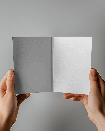 Hands Holding Gym Brochure Mockup With Join Member Ad And Body Building Promo