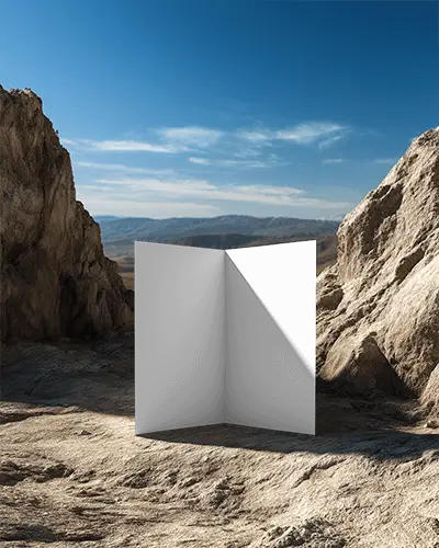 Realistic Outdoor Brochure Mockup With Folded Pages And Natural Landscape