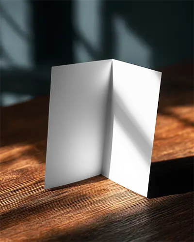 Minimalist Brochure Mockup Showcasing Modern Clean Tri Fold Design On Textured Wood Background