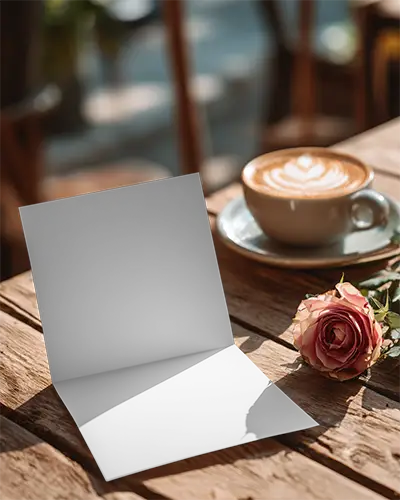 Elegant Clean Brochure Mockup Beside Coffee Cup And Flower Nature Inspired Presentation