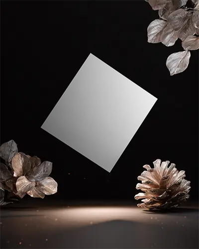 Elegant Floating Brochure Mockup With Decorative Nature Elements For Design Showcase