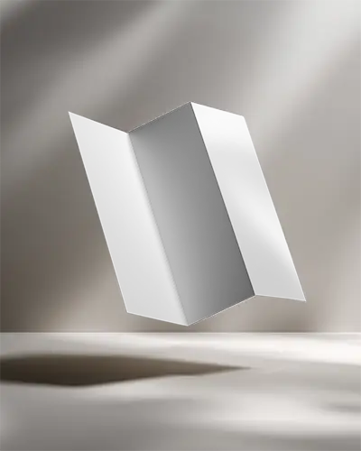 Clean Minimal Trifold Paper Brochure Floating In Studio Background For Design Presentation