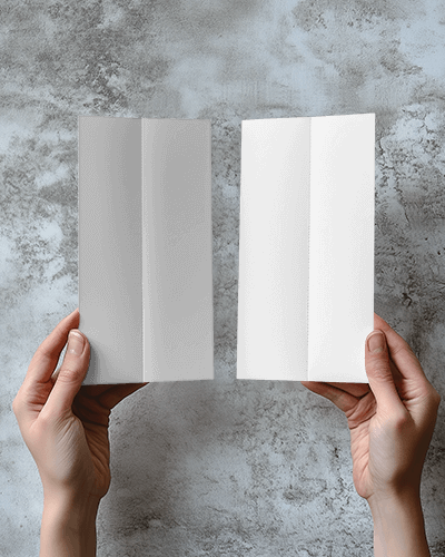 Brochure Panel Mockup Held By Hands On Concrete Background