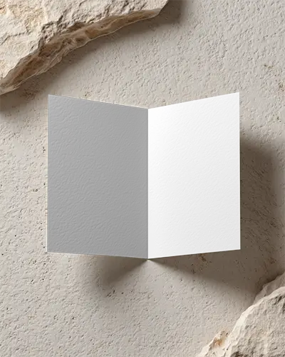 Blank Folder Brochure Mockup On Textured Stone Surface For Minimalist Brand Presentation