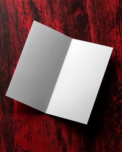 Sleek Minimalistic Brochure Mockup Opened On Textured Wood Background For Design Showcase