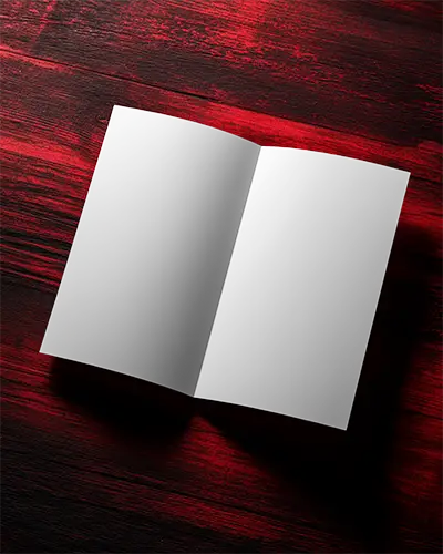 Elegant Open Brochure Mockup On Textured Wooden Surface For Modern Print Designs