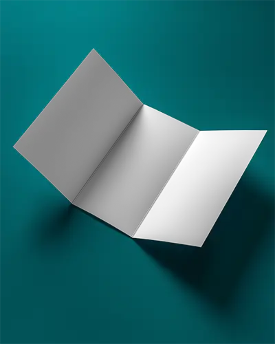 Tri Fold Brochure Mockup Floating On Solid Background For Print Design Display