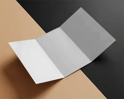 Modern Trifold Brochure Mockup Presented On Geometric Dark And Light Color Background