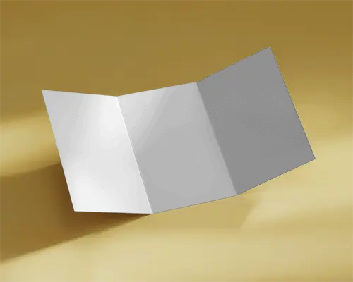 High Quality Trifold Brochure Mockup Floating Against Solid Background For Print Preview