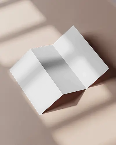 Elegant Trifold Brochure Mockup In Minimalist Setting Perfect For Showcasing Brand Materials