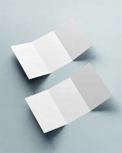 Minimal Brochure Mockup Open Trifold Layout Paired On Soft Light Surface In Balanced Composition