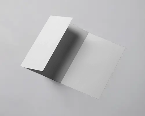 Top View Open Trifold Brochure Mockup With Clean Minimal Shadows On Light Neutral Background