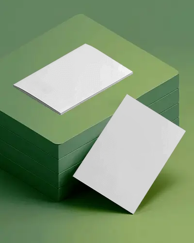 Modern Green Display Brochure Mockup Minimal Cards On Stacked Platform