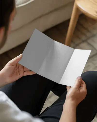 Casual Lifestyle Trifold Brochure Mockup Person Holding Folded Design In Natural Light