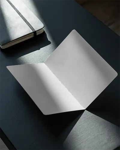 Minimalistic Brochure Mockup On Table With Opened Layout In An Overhead View