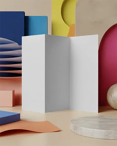 Professional Brochure Mockup Used For Presentation On Artistic Setup With Various Shapes