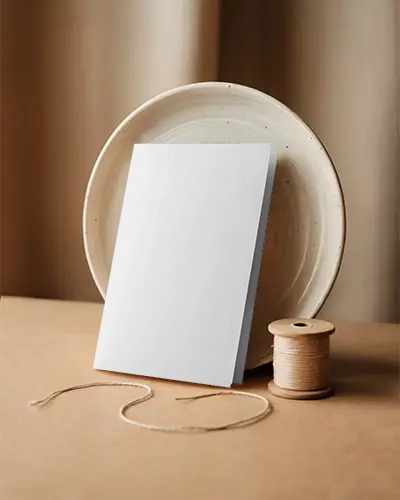 Minimalistic Brochure Mockup With Ceramic Plate And String Creative Branding Template