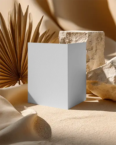 Premium Textured Brochure Mockup On Natural Sand Stone Background With Minimalist Style