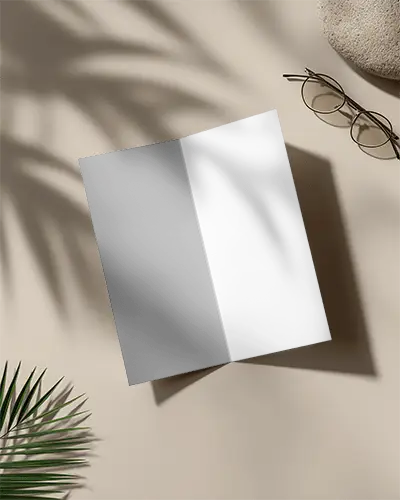 Clean Minimalist Brochure Mockup With Natural Shadow And Accessories For Design Presentation