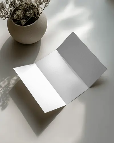 Clean Trifold Brochure Mockup With Minimalist Table Setting And Soft Natural Light