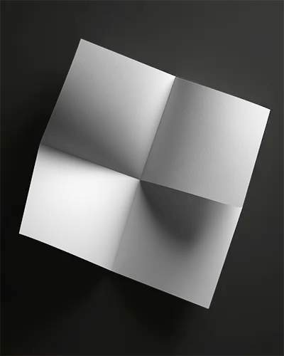 Square Brochure Mockup With Four Panels Folded On Dark Background For Design Display