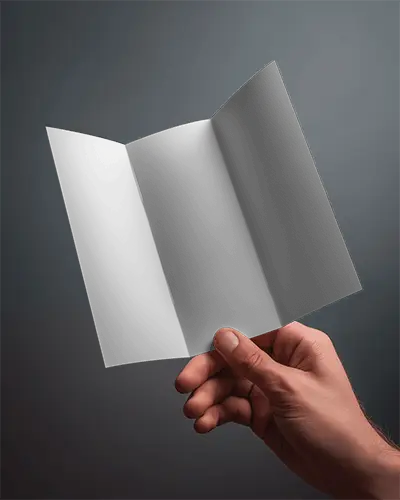 Hand Holding Trifold Brochure Mockup For Creative Business Marketing Presentations