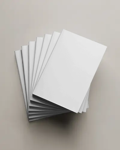 Brochure Mockup Stacked Folded Brochures Arranged In Fan Shape On Clean Neutral Background
