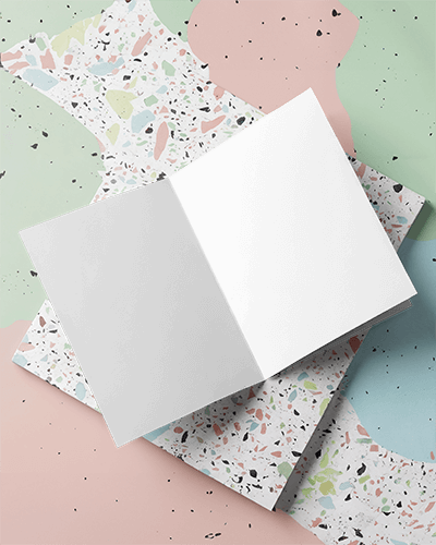 Brochure Mockup On Colorful Patterned Background With Vibrant Contrast