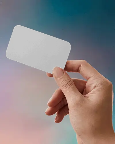 Gradient Handheld Business Card Mockup Hand Holding Rounded Card With Colorful Background
