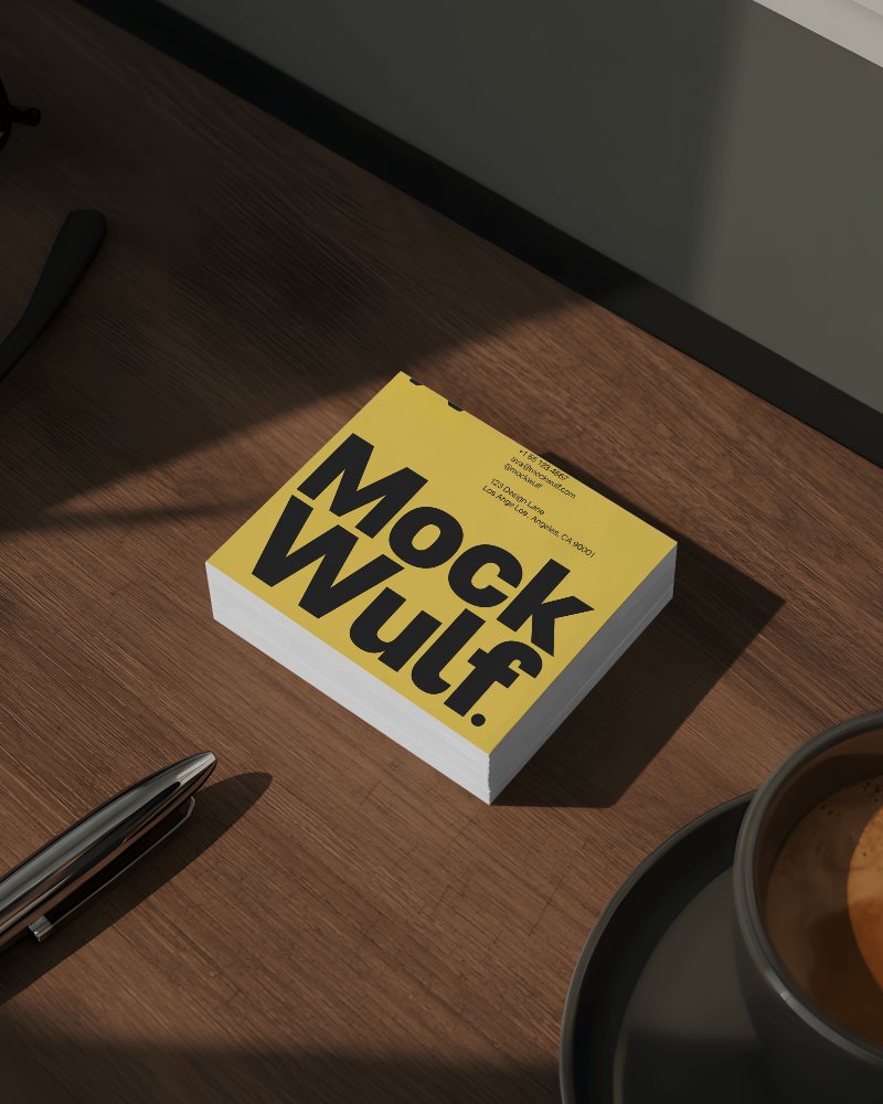 Minimalist Business Card Mockup With Clean Lines And Professional Appearance On Wood