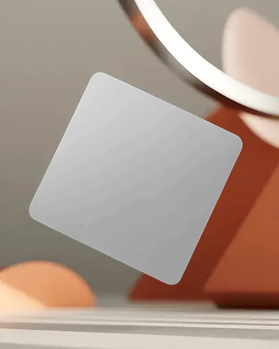 Floating Rounded Business Card Mockup Minimal 3d Setup With Abstract Geometry Background