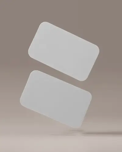 Dual Floating Rounded Business Card Mockup Minimal Neutral Background Clean Modern 3d Style
