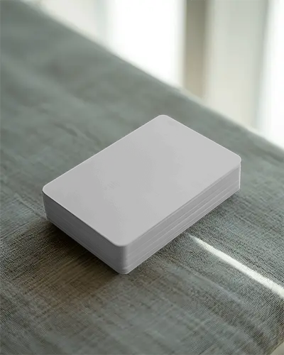 Realistic Business Card Mockup With Rounded Corners Placed On Fabric Surface