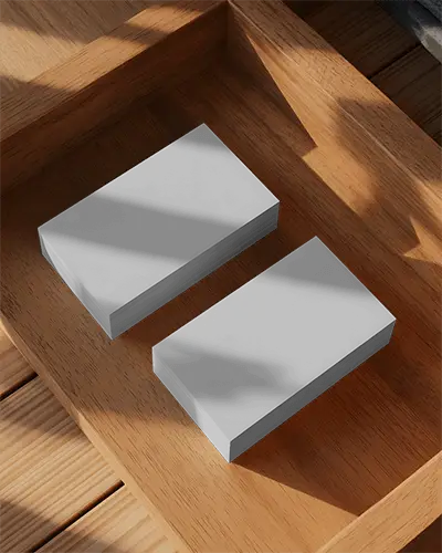 Modern Stylish Business Card Mockup On Wooden Textured Background For Branding Presentation