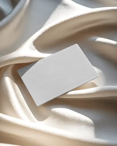 Silky Fabric Horizontal Business Card Mockup Minimal Card Placed On Soft Cream Draped Cloth
