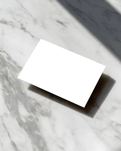 Marble Surface Horizontal Business Card Mockup Top View With Shadow On Polished Stone