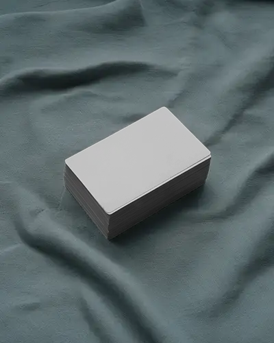 Standing Business Card Mockup Vertical Orientation On Wood Surface With Shadows