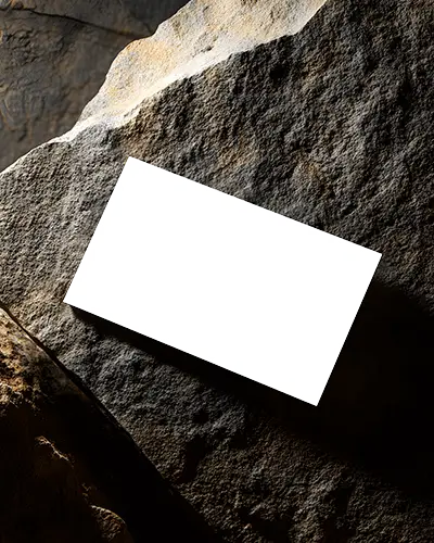 Rocky Surface Horizontal Business Card Mockup Card On Natural Stone Texture For Bold Look