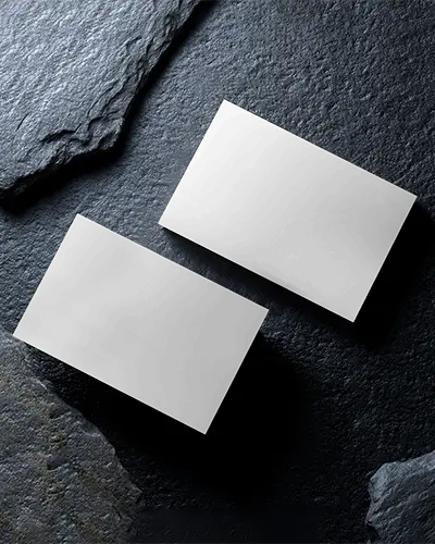 Dual Horizontal Business Card Mockup On Dark Stone Surface Premium Textured Minimal Design Display