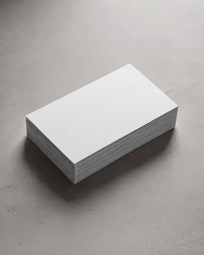 Stacked Horizontal Business Card Mockup Neat Pile On Light Grey Concrete Background