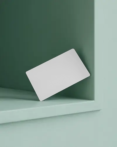 Mint Green Corner Business Card Mockup Slanted Position Modern Clean Showcase