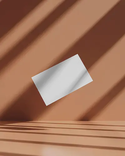 Terracotta Wall Floating Business Card Mockup With Linear Shadows Modern Design