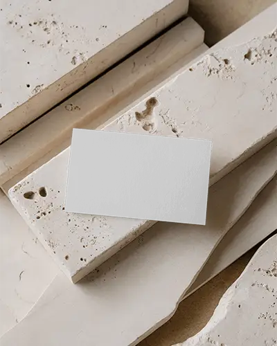 Stone Texture Surface Business Card Mockup Minimal Luxury With Organic Details
