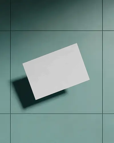 Teal Tiled Wall Floating Business Card Mockup Modern Shadows With Clean Geometry