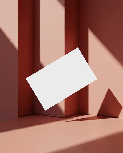 Red Corner Floating Business Card Mockup Sunlit Shadows With Minimal Stylish Depth
