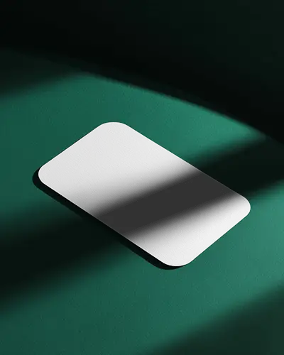 Shadow Lit Rounded Texture Business Card Mockup On Green Surface Modern Minimal Design