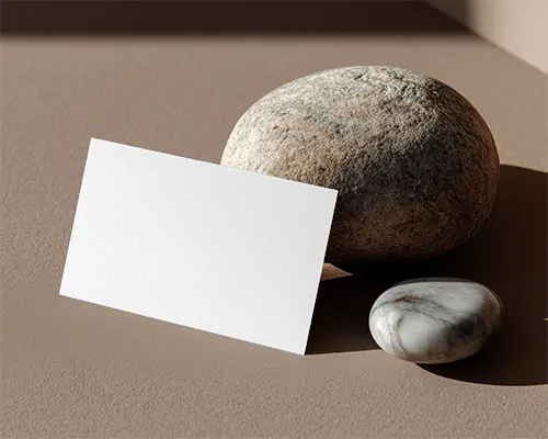 Clean Minimalist Business Card Mockup With Natural Stone Background