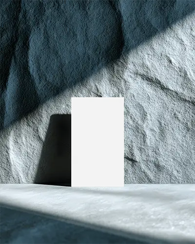 Vertical Business Card Template With Natural Light Shadow On Uneven Surface