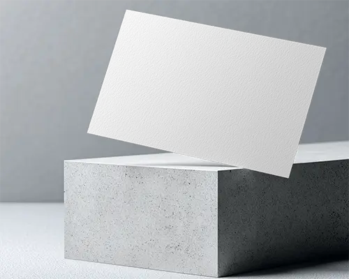 Professional Vertical Business Card Floating On Solid Minimalistic Cube Background