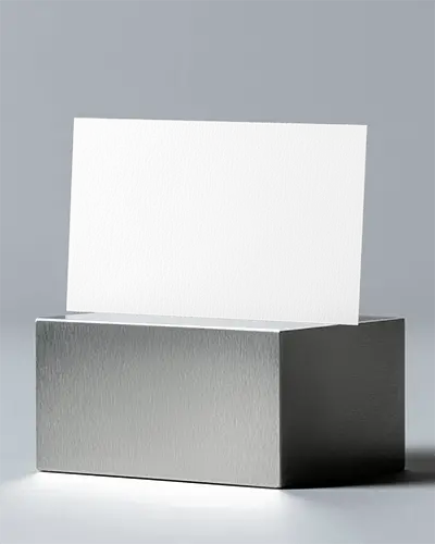 Textured Business Card Mockup In Elegant Modern Metallic Holder For Presentation